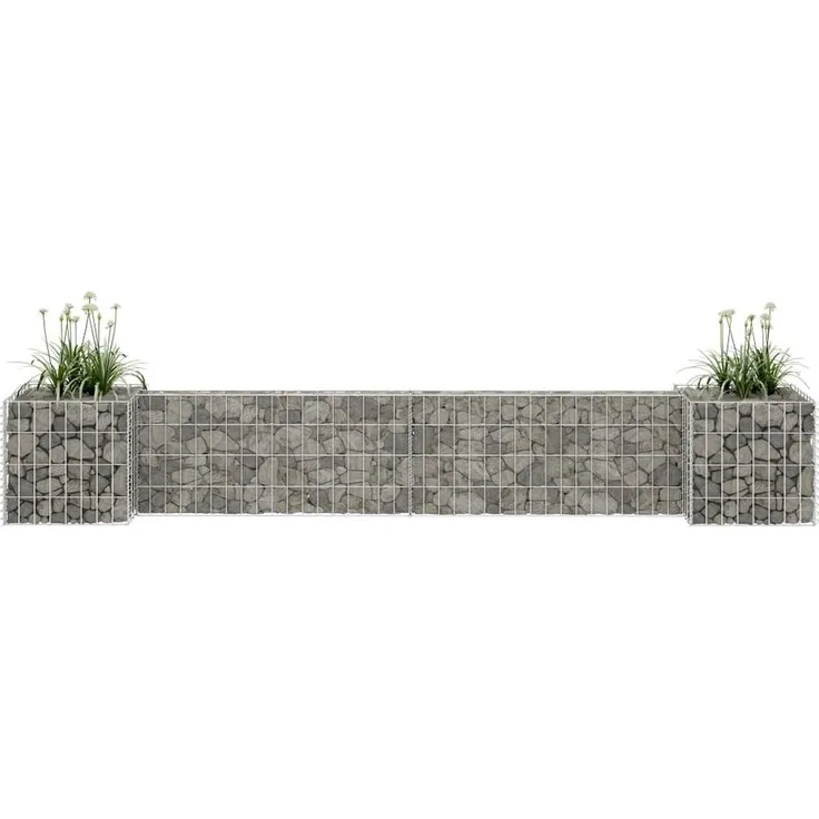 furnicato Hochbeet Gabionen-Pflanzgefäß 260x40x40 cm, stabiler Pflanzkübel aus rostfreiem Stahldraht, witterungsbeständig, Silber
