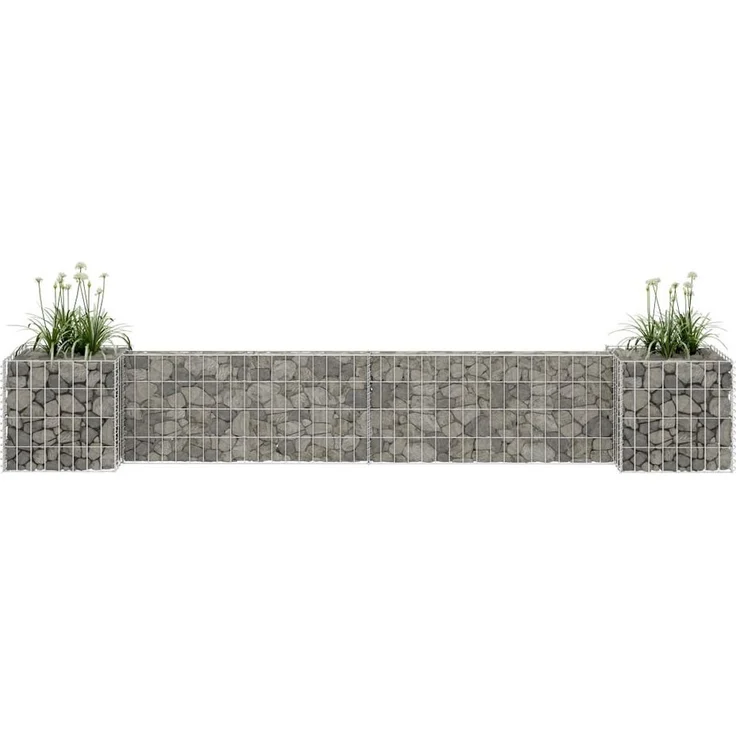 furnicato Hochbeet Gabionen-Pflanzgefäß 260x40x40 cm, stabiler Pflanzkübel aus rostfreiem Stahldraht, witterungsbeständig, Silber