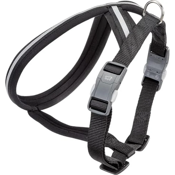 Ferplast Hundegeschirr Daytona Cross, Nylon mit weicher Polsterung, reflektierend, verstellbar, Magnetschnalle, Schwarz – Bild 2