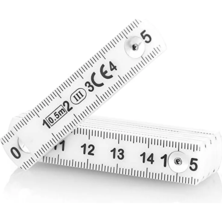 com-four® 5x Mini-Zollstock Schlüsselanhänger, 50 cm flexibler Gliedermaßstab aus Kunststoff, weiß, 10 Glieder, metrisch – Bild 5