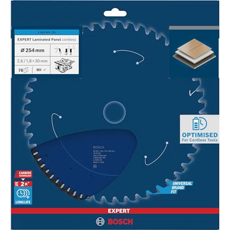 Bosch EXPERT Laminated Panel Kreissägeblatt, 254 mm, für Tischkreissägen, robust mit Carbide Technology, geeignet für Laminatplatten – Bild 2