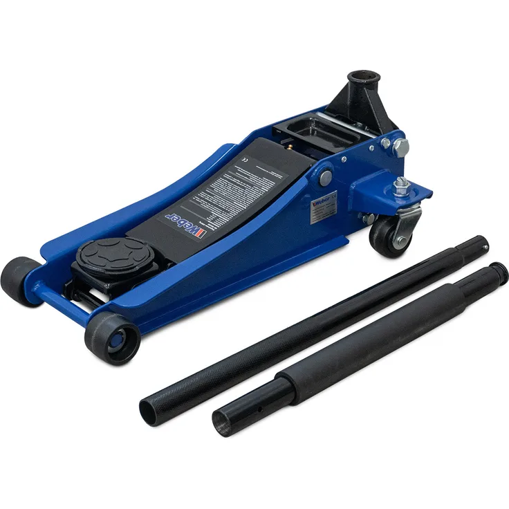 Weber-Werke Extra flacher Wagenheber 2000 kg, niedrige Bauweise, verwindungssteif, Nylonräder, schwarz