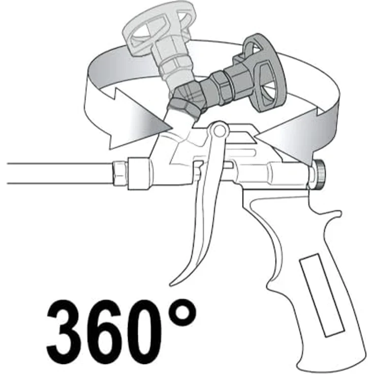Yato PU Schaumpistole, Bauschaumpistole mit 360° Schwenkkorb, 315 mm Länge, Aluminium, PTFE-beschichtet – Bild 6