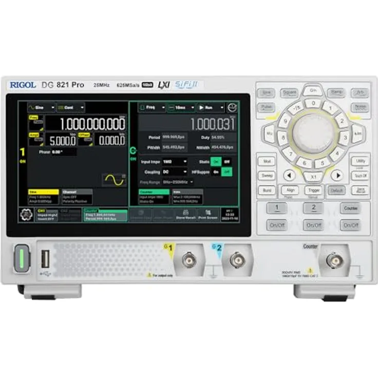 Rigol RIGOL DG821 Pro Funktions-/Arbiträrwellenformgenerator, tragbar, 25MHz, 625Msa/s, 16 Bit, 1 Ausgangskanal, unterstützt mobile Stromversorgung, schwarz