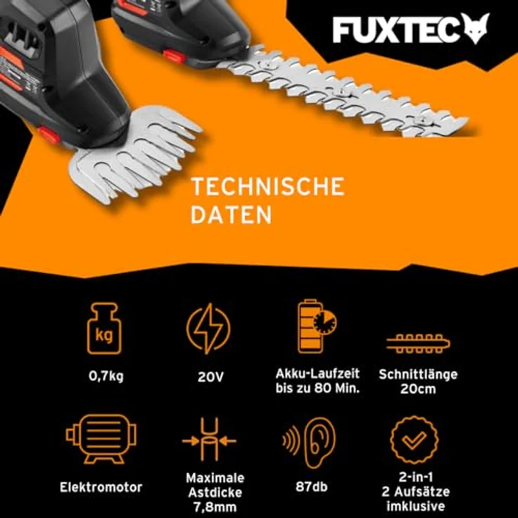 FUXTEC Akku-Heckenschere FX-E1HAS20SET, 20V Handastschere, super leicht und leise – Bild 3