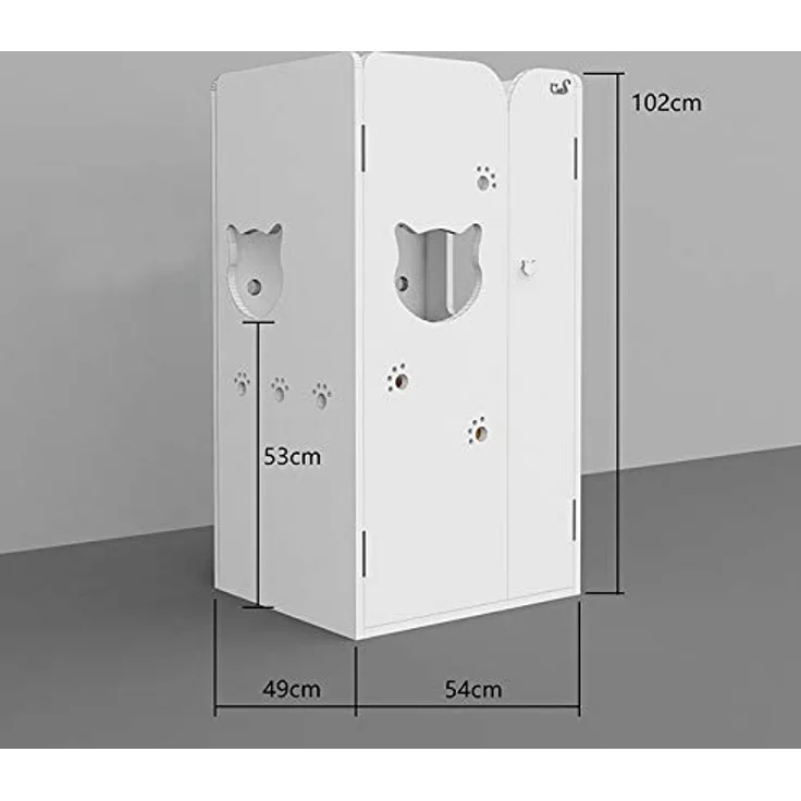 CatS Design Katzentoilette Schrank Eiche-Weiß/Premium Katzenklo Schrank/Katzen Klo inkl. Schaufel, Liegekissen & Anti Rutsch Vorleger – Bild 2