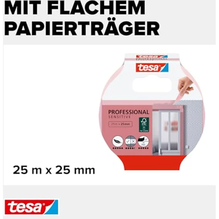 tesa 56260-00000 56260 Malerband Tapeten, Rosa, 25m : 25mm – Bild 4