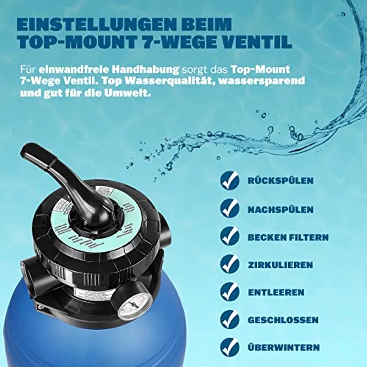 Monzana Sandfilteranlage mit Vorfilter XXL Tank 10.200 l-h Filteranlage Pool Sandfilter – Bild 2