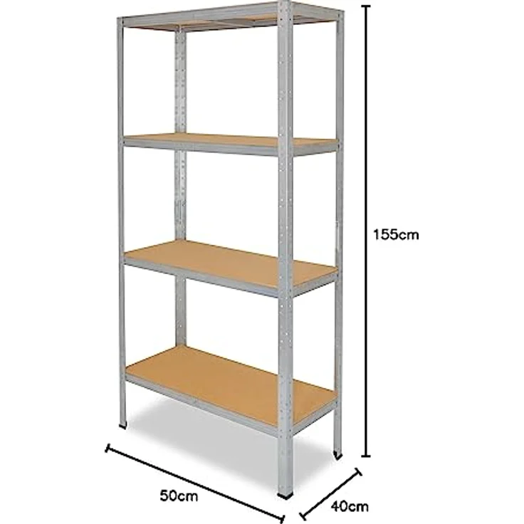 HOME Steckregal 155x50x40 cm verzinkt mit 4 Böden - Shelfplaza – Bild 2