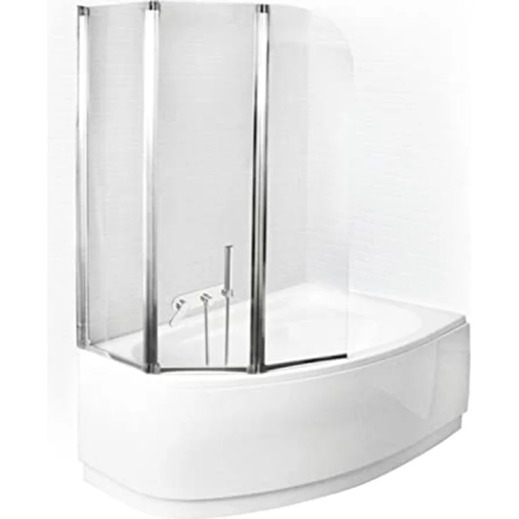 ECOLAM Badewannenabtrennung Ambition 3-teilig 139 cm Klarglas - Echtglas Faltwand mit Chrom Profilen – Bild 5