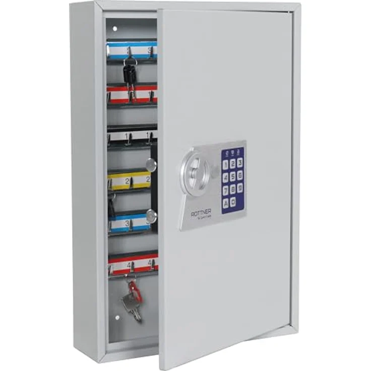 Rottner Schlüsselschrank S 64 EL, Elektronikschloss, Schlüsselkasten, Schlüsselschrank, Wandmontage, Schlüsselanhänger – Bild 2