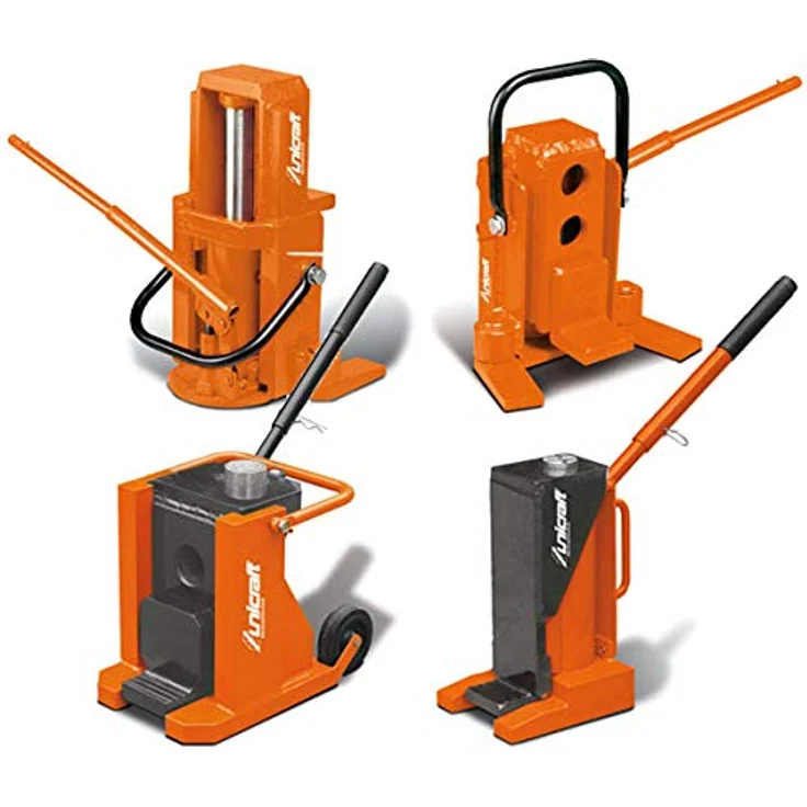 Unicraft Maschinenheber MH 8, stabile Stahlkonstruktion, stufenlos einstellbare Absenkgeschwindigkeit, 8 Tonnen Stützlast, Auflagehöhe min. 261 mm / max. 401 mm – Bild 2