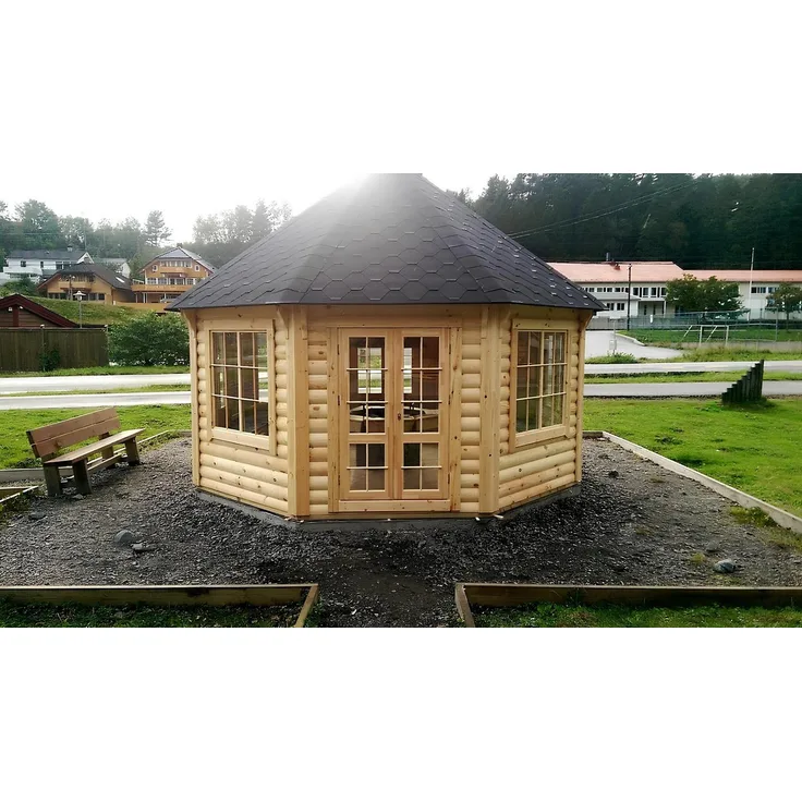 JVmoebel Grillkota Hütte, Finnische Gartenhaus mit integriertem Grill, 14,90 m², rustikales Design, Made in Europe