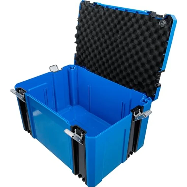 BGS TECHNIC Systemkoffer Größe L, robuster Aufbewahrungskoffer aus ABS-Kunststoff mit klappbarem Aluminium Tragegriff und 4 Schnappschlössern – Bild 6