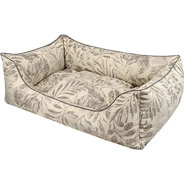 Dandy Dog Hundebett Flora Stone - abziehbar Bezug und Füllung waschbar robuste kuschelige Leinenoptik hochwertige Qualität Made in Germany - Größe M, Braun