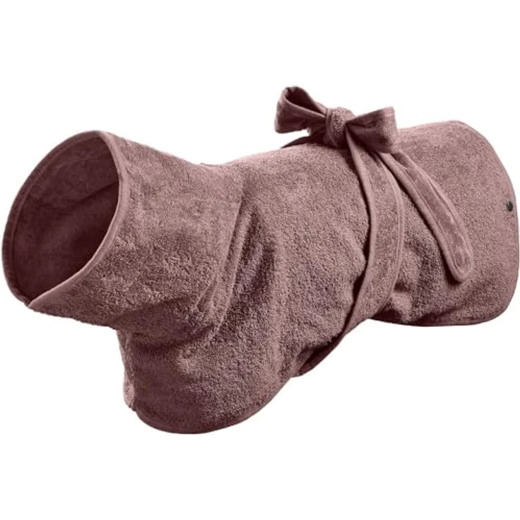 HUNTER Hunde-Bademantel Riga, schnell trocknendes Baumwoll-Material in Altrosa, Größe 30 – Bild 1
