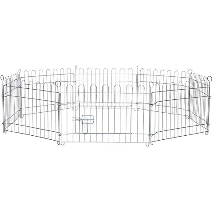 lionto Freigehege für Kaninchen, robustes Metall, 59x38 cm, erweiterbar, inkl. Tür mit Verriegelung & Schutznetz, witterungsbeständig, 8 Elemente – Bild 1