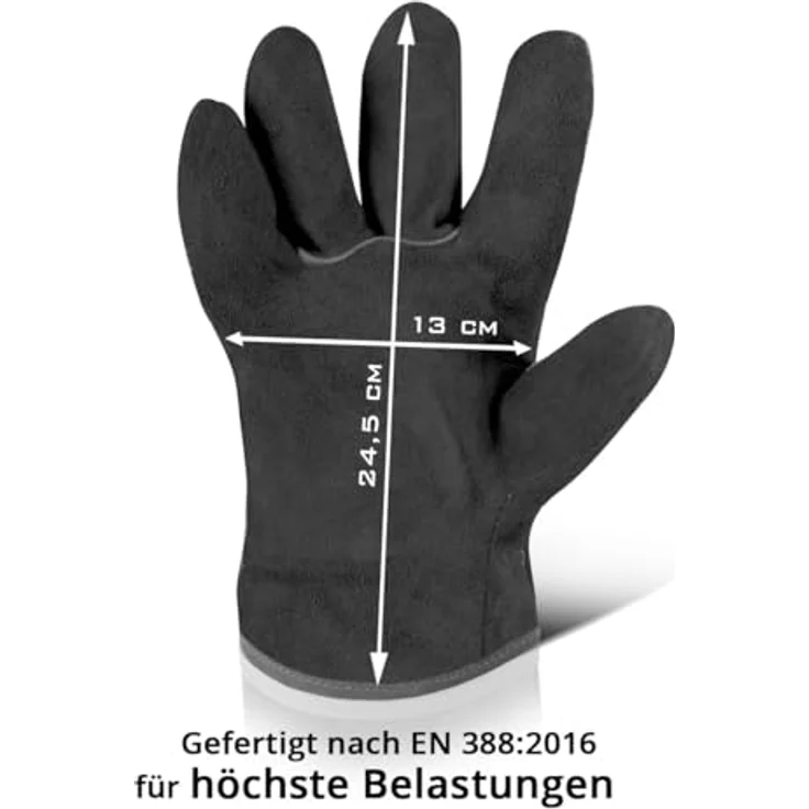 STAHLWERK Schweißerhandschuhe, hitzebeständige Arbeitshandschuhe aus Rindspaltleder, feuerbeständig, Größe XL, schwarz – Bild 5