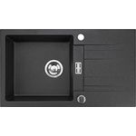 Manestein Spülbecken aus Granit, Einzelbecken mit Abtropffläche & Siphon, Fleckenbeständig, Pflegeleicht, 80% Quarzsand, Zusätzlich Verstärkt, Graphit - Preisvergleich