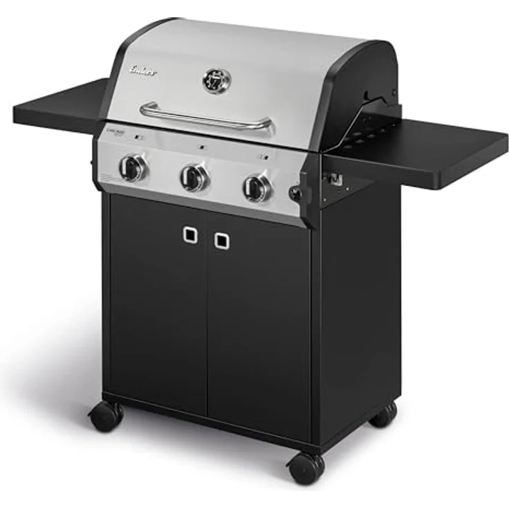 Enders® Gasgrill Chicago Next 3, 3-Edelstahlbrenner, doppelwandige Garhaube, Gussrost, 2 abklappbare Seitenablagen, integriertes Thermometer, 9,6 kW #89396 – Bild 1