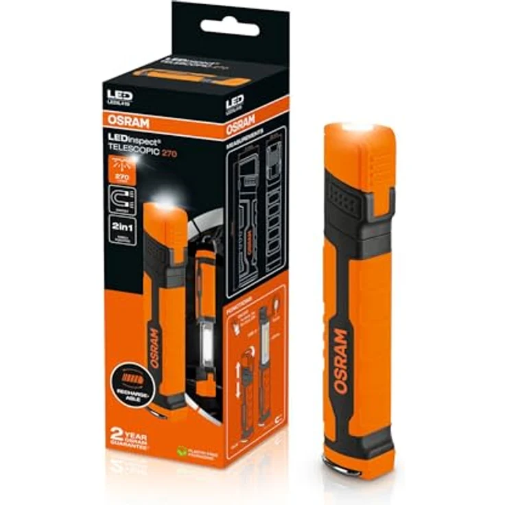 OSRAM LEDinspect TELESCOPIC 270, Arbeitsleuchte mit 270 Lumen und vielseitigen Befestigungsmöglichkeiten – Bild 1