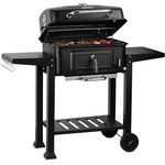 BBQ-Toro Holzkohle Grillwagen mit höhenverstellbarer Kohleschale | Holzkohlegrill mit Deckel, Holzkohlegrillwagen mit Thermometer | Holzgrill, Smoker Grill Holzkohle, XXL Grill Holzkohle Groß