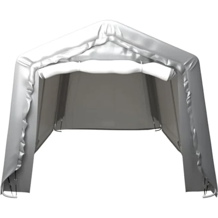 vidaXL Gartenhaus Lagerzelt 300x750 cm Stahl Grau, UV-beständig mit verzinktem Stahlrahmen – Bild 2