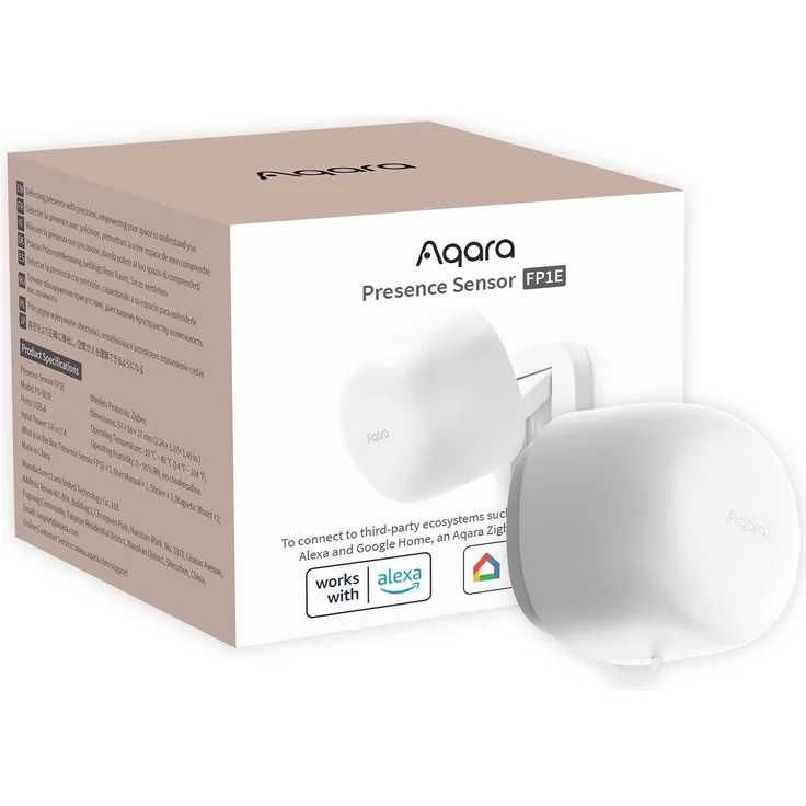 Aqara Bewegungsmelder FP1E, Präsenzsensor mit mmWave-Technologie und KI Räumliches Lernen, Unterstützt HomeKit, Alexa, Google Home, erfordert Aqara Zigbee 3.0 Hub