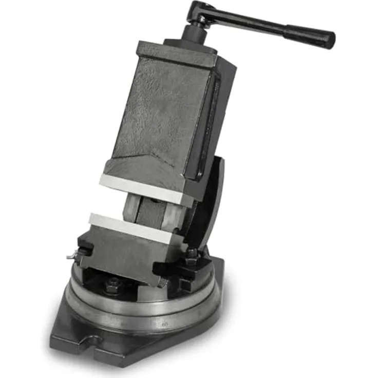 EBERTH Maschinenschraubstock drehbar und kippbar aus Stahlguss, Max. Spannbreite 80mm, Backenbreite 100mm, Bohrmaschinenschraubstock, 0°- 90° kippbar, 360° drehbar