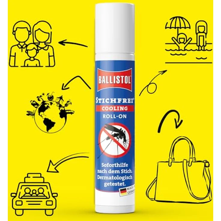 Ballistol Stichfrei Cooling Roll-On 10ml, Insektenstichheiler mit natürlicher Pflege und sofortiger Kühlung für empfindliche Haut – Bild 6