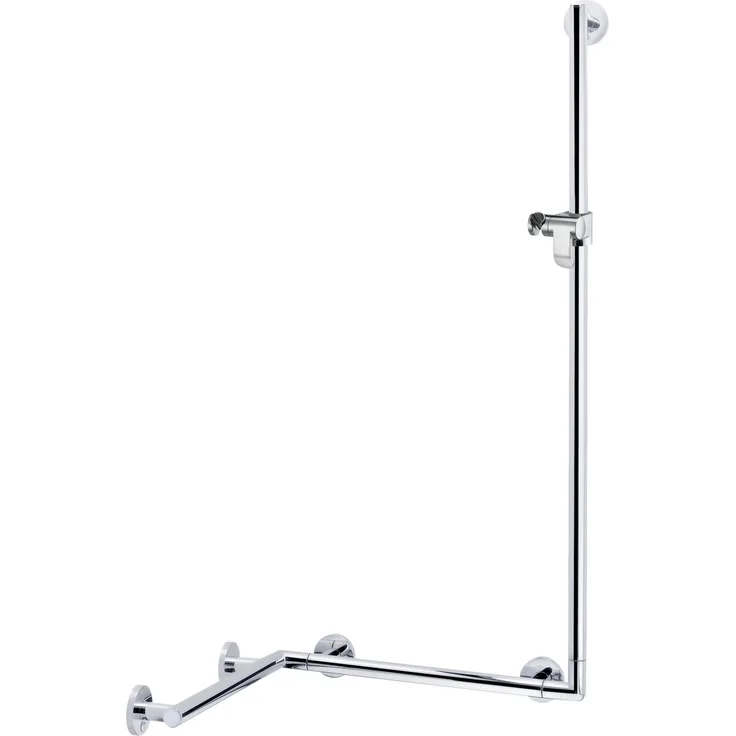 Keuco Handlauf Plan Care 34908, Duschhandlauf mit Brausestange 797/880/1265 mm, Chrom, ergonomisch und kratzfest
