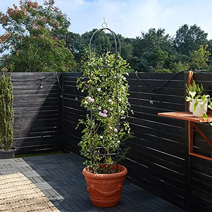 Gardebruk® 4X Rosensäule 200x40cm Metall Schwarz Wetterfest Garten Rankgitter Rankhilfe Ranksäule Gartensäule – Bild 5