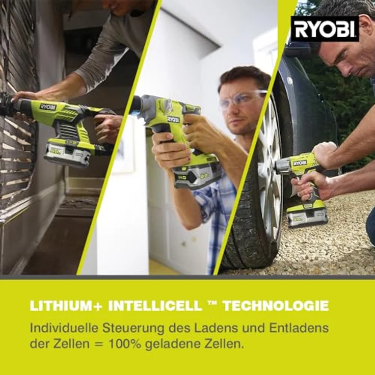 Ryobi Akku mit Schnelladegerät 18V, 5,0 Ah, ONE+, mit Überlastungsschutz und Ladezustandsanzeige, RC18120-150 – Bild 3