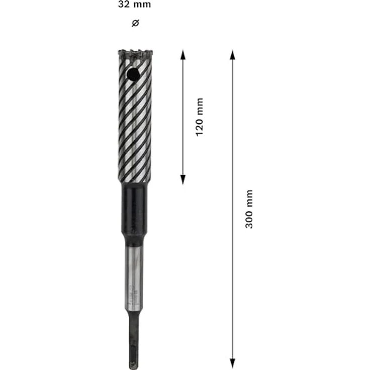 Bosch Pro SDS plus Armierungsbohrer, 32 mm, 4 Schneiden, 120 mm Arbeitslänge, für Stahlbeton und Armierung – Bild 3