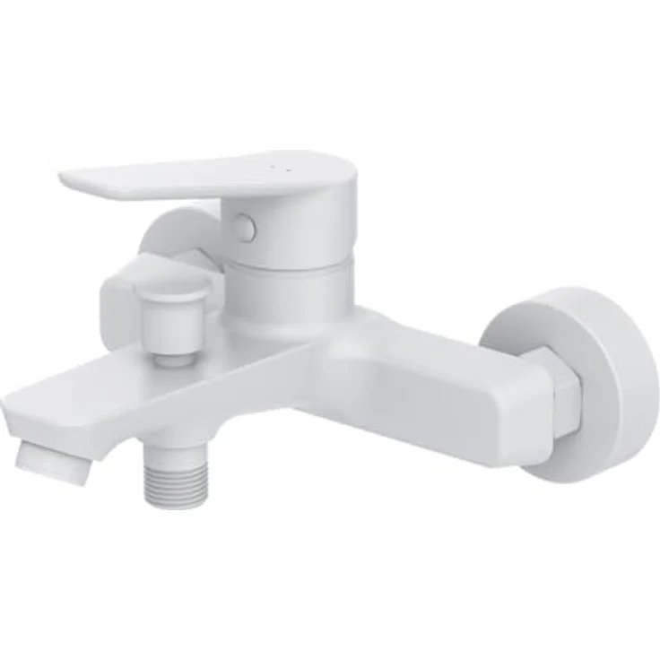 AM.PM FTA10033 Einhebel-Wannenarmatur, Brausearmatur mit SoftMotion Keramikkartusche, Aufputz, weiß, 2-Loch Installation – Bild 1