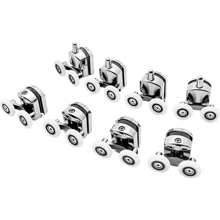 Ruhhy Räder für Duschkabine 8 Stück, Rollen-Set mit verchromter Oberfläche, für 4-6 mm Glasstärke – Bild 3