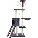 QLS Kratzbaum 140 cm hoch Katzenbaum Katzenkletterbaum Kletterturm Katzenhöhle Sisalseil XL (Dunkelgrau)