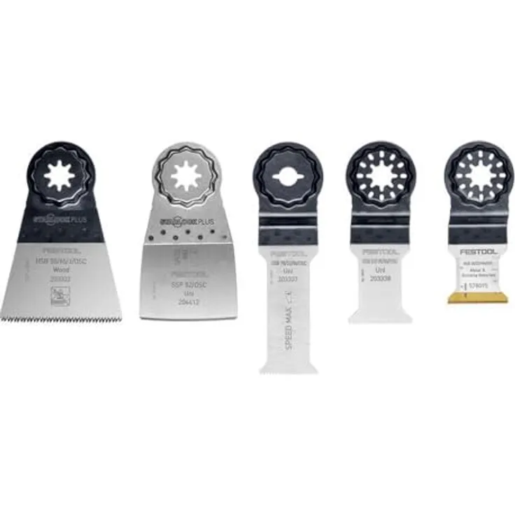 Festool Oszillierer-Sägeblatt-Set OSC-SORT/5, 5-teiliges Set für Holz, Metall und abrasive Materialien mit werkzeuglosem Sägeblattwechsel