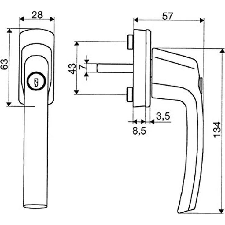 Maco Türgriff + Fenstergriff, Fenstergriff HARMONY mit Sperrzylinder, Alu bronze eloxiert – Bild 2