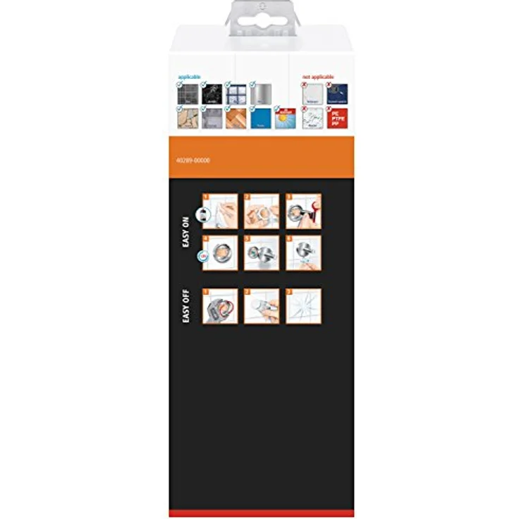 tesa LUUP WC-Garnitur, satiniertes Glas und verchromter Edelstahl - Toilettenbürsten-Set zur Wandbefestigung ohne Bohren, inkl. Klebelösung - 385mm x 160mm x 120mm – Bild 3