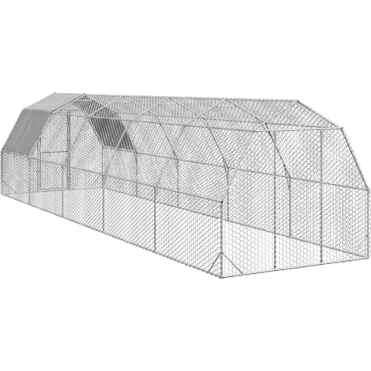 vidaXL Hühnerstall mit Dach 2,5x10x2,25 m Verzinkter Stahl, Freilaufgehege, Tierlaufstall, Hühnerhaus, Freigehege, Kleintierstall, Geflügelstall, Robuste Konstruktion und wasserfestes Dach – Bild 5