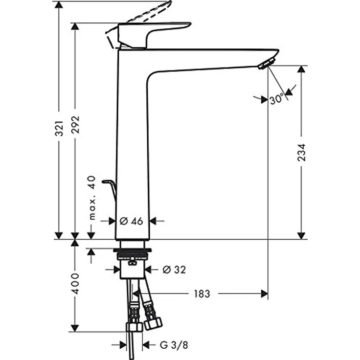 hansgrohe Talis E 240, Spültischarmatur mit ComfortZone 240, Normalstrahl und Zugstangen-Ablaufgarnitur – Bild 4