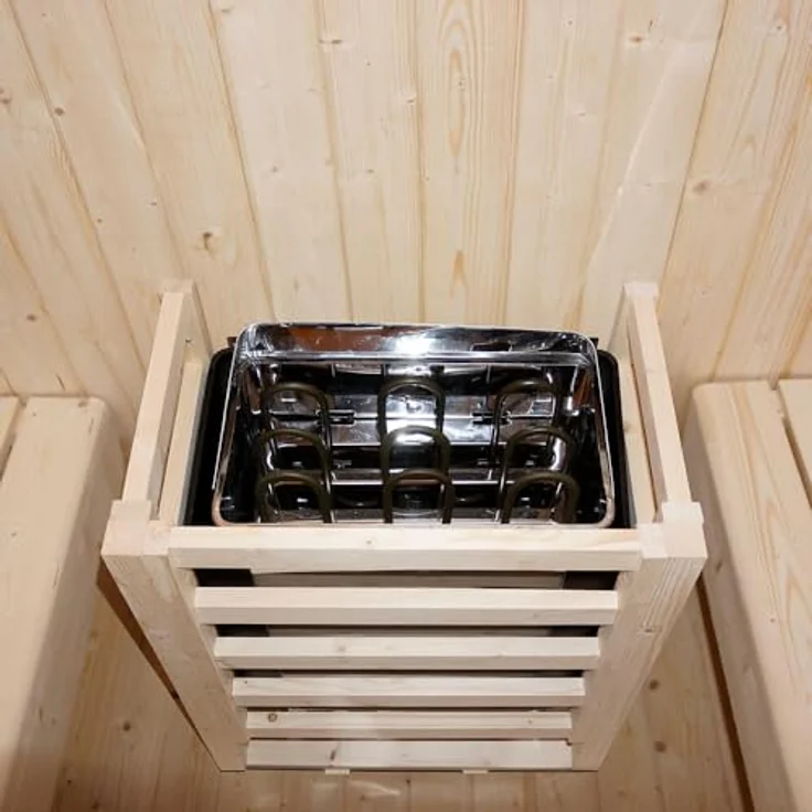 HOME DELUXE Sauna Outdoor Sauna CUBE M, 194 x 120 x 185 cm, 3,6 kW Saunaofen, Fichtenholz, Gartensauna – Bild 6