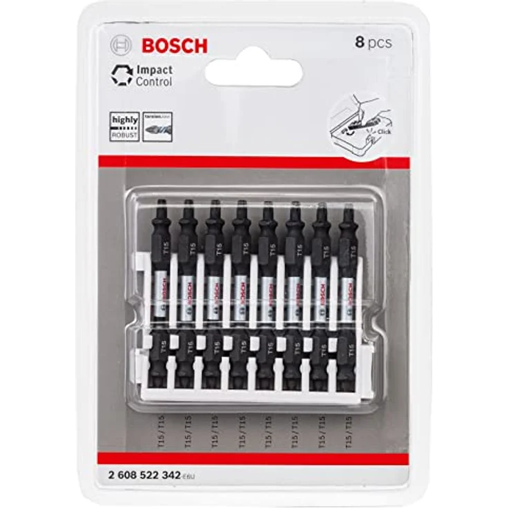 Bosch Professional Accessories 2608522342 Bosch Professional 8tlg. Doppelschrauber Set Torx (Impact Control, 8 x T15-T15 Bits-Länge: 65mm, Pick and Click) – Bild 3