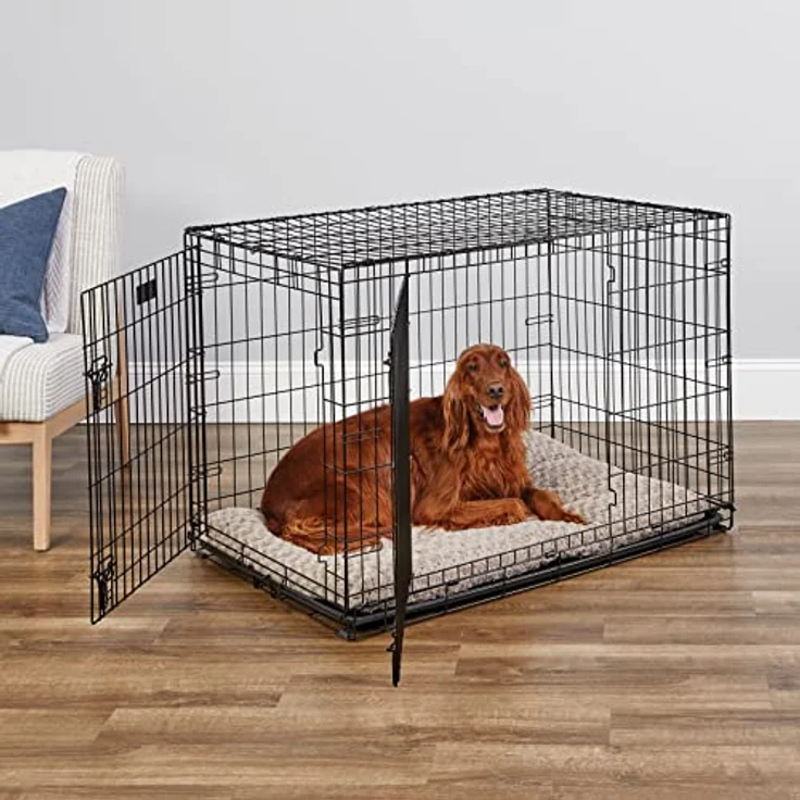 MidWest Homes for Pets iCrate Hundebox, verbessert mit Einzel- und Doppeltür, mit auslaufsicherer Bodenwanne, Bodenschutzfüße, mit Trenneinsatz und patentierten Funktionen – Bild 2