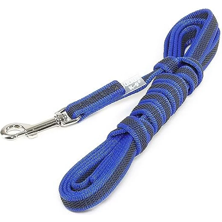 JULIUS K-9 IDC Color & Gray gumierte Leine, 14 mm x 3 m mit verstärktem Haltegriff, Blau-Grau – Bild 1
