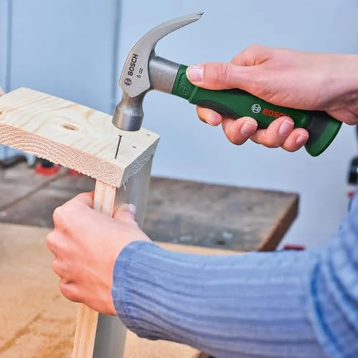 Bosch Klauenhammer 225g/8oz (Kompakte Stubby Ausführung, Robuster Kohlenstoffstahl, V-förmige Klaue, Softgrip-Handgriff) – Bild 2