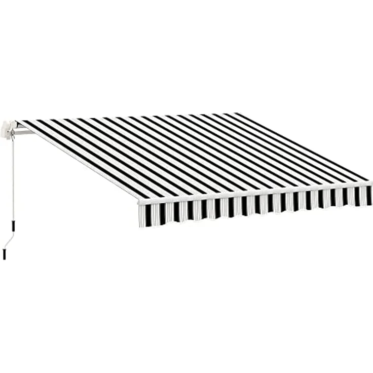 Outsunny manuelle Gelenkarmmarkise Markise 4m mit Handkurbel Balkonmarkise Sonnenschutz Wandmontage Balkon Alu Weiß+Blau 395 x 245 cm – Bild 1