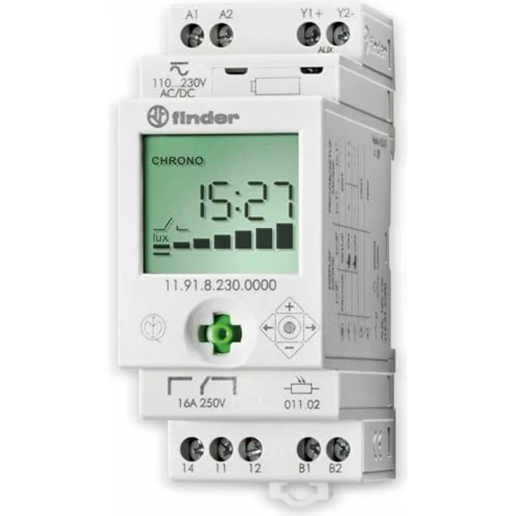 Finder Dämmerungsschalter mit Zeitschaltuhr, 230 V AC, 1 Wechsler, IP54, für Leuchtenlasten bis 2000 W – Bild 2