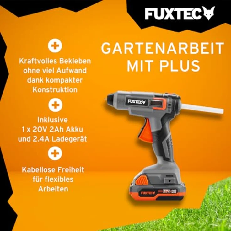FUXTEC Heißklebepistole FX-E1GG20SET, kabellose 20V Akku Heißklebepistole mit LED-Lampe – Bild 4